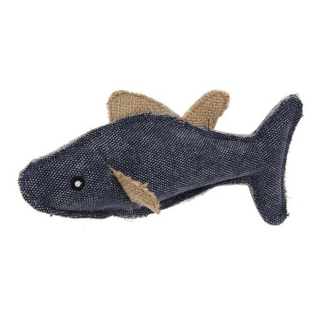 PetPurifiers Durable Fish Plush Kitty Catnip Cat Toy44; Black - Small